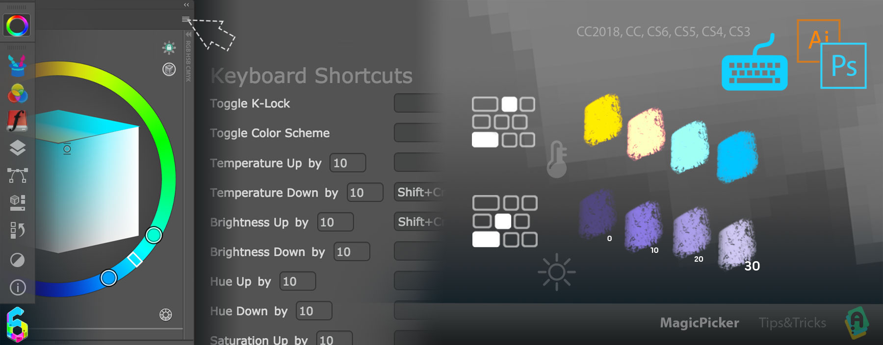 MagicPicker Keyboard Shortcuts to change color hue/brightness/temperature