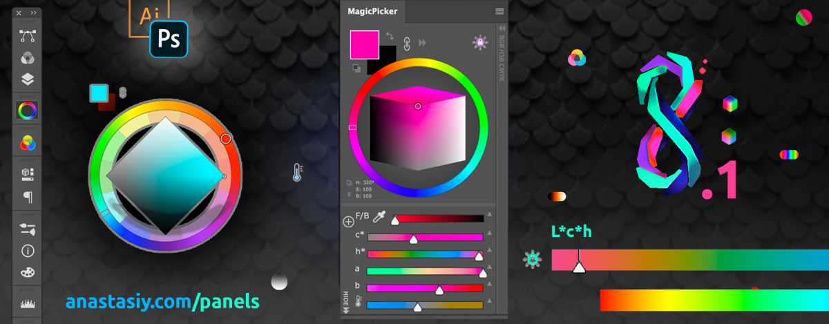 New MagicPicker 8.1 fixes L*c*h, Lab sliders, improves transparent color wheel HUD, blank panel fix, more