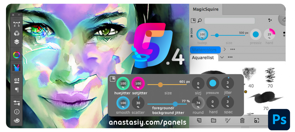 MagicSquire 5.4: Photoshop brush randomization, color dynamics, smoothing, more!